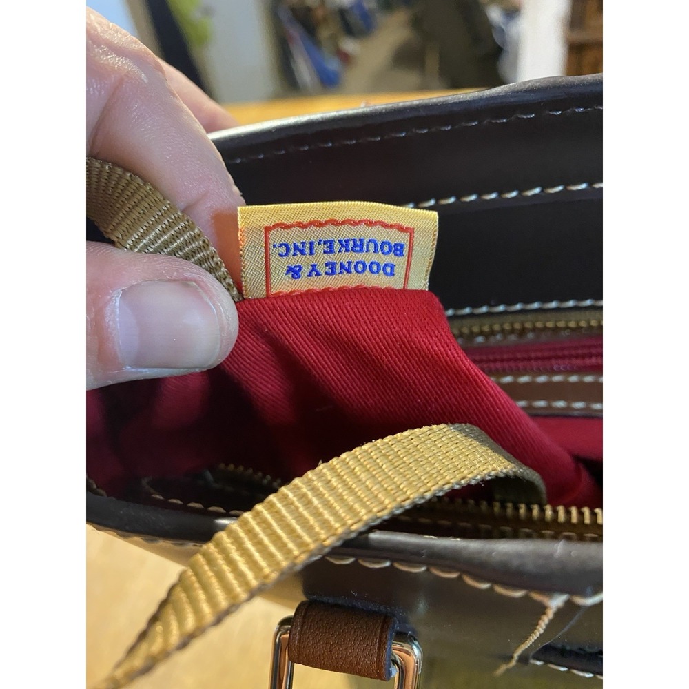 Dooney & Bourke Small Lexington Tote Brown Smooth Leather Bag Red Lining NWOT - Picture 12 of 16